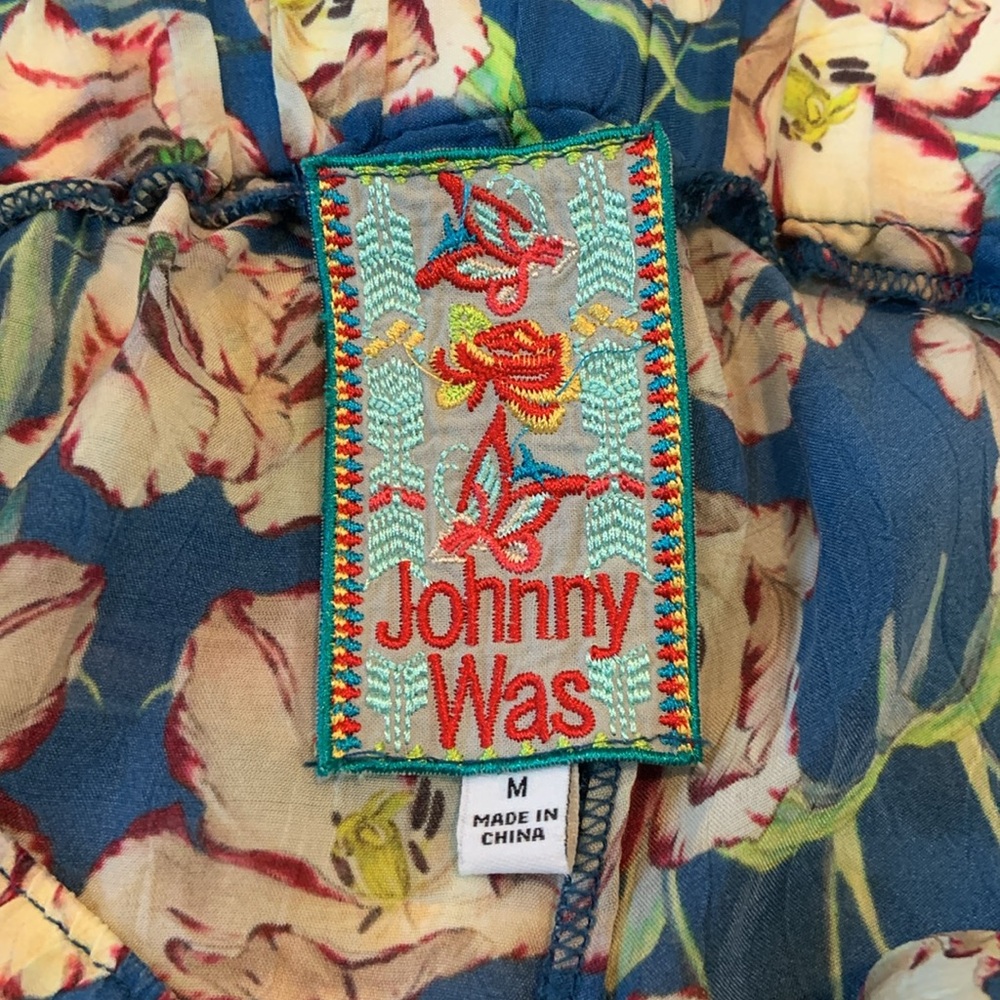 Johnny Was Blue Floral Flowy Wrap Around Blue Floral Pants, Women’s M - Picture 5 of 8